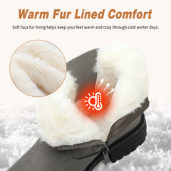 ziitop Winter Snow Boots for Women Fur Lined Ankle Chelsea Boots with Side Zip Waterproof Walking Shoes Ladies Warm Winter Booties Slip On Casual Comfort Footwear