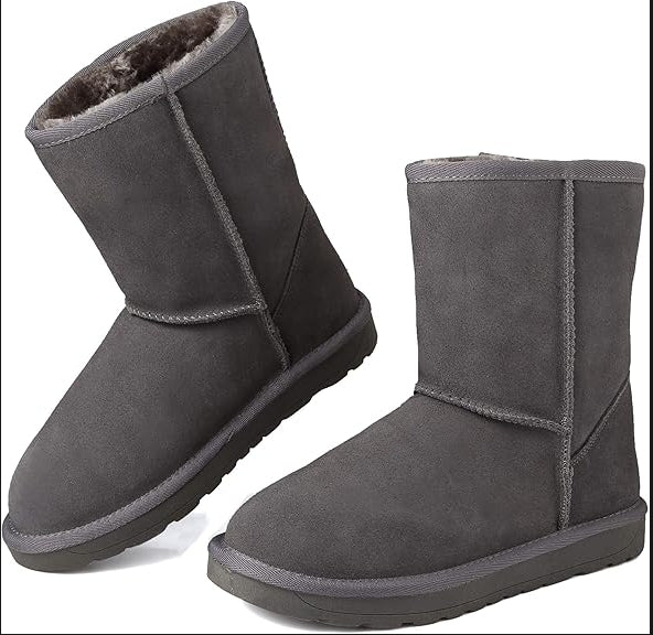 GoodValue Womens Snow Boots Suede Fur Lined Warm Winter Boots Women Classic Mid Calf Fuzzy Boots Ladies Lightweight Slip on Walking Booties Non Slip Bottes Femme Hiver