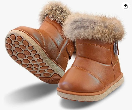 Kids Snow Boots Toddler Girls Boys Waterproof Toddler Winter Boots Lightweight Fur Lined Winter Shoes Outdoor Indoor Baby Walking Boots (Toddler/Little Kid)