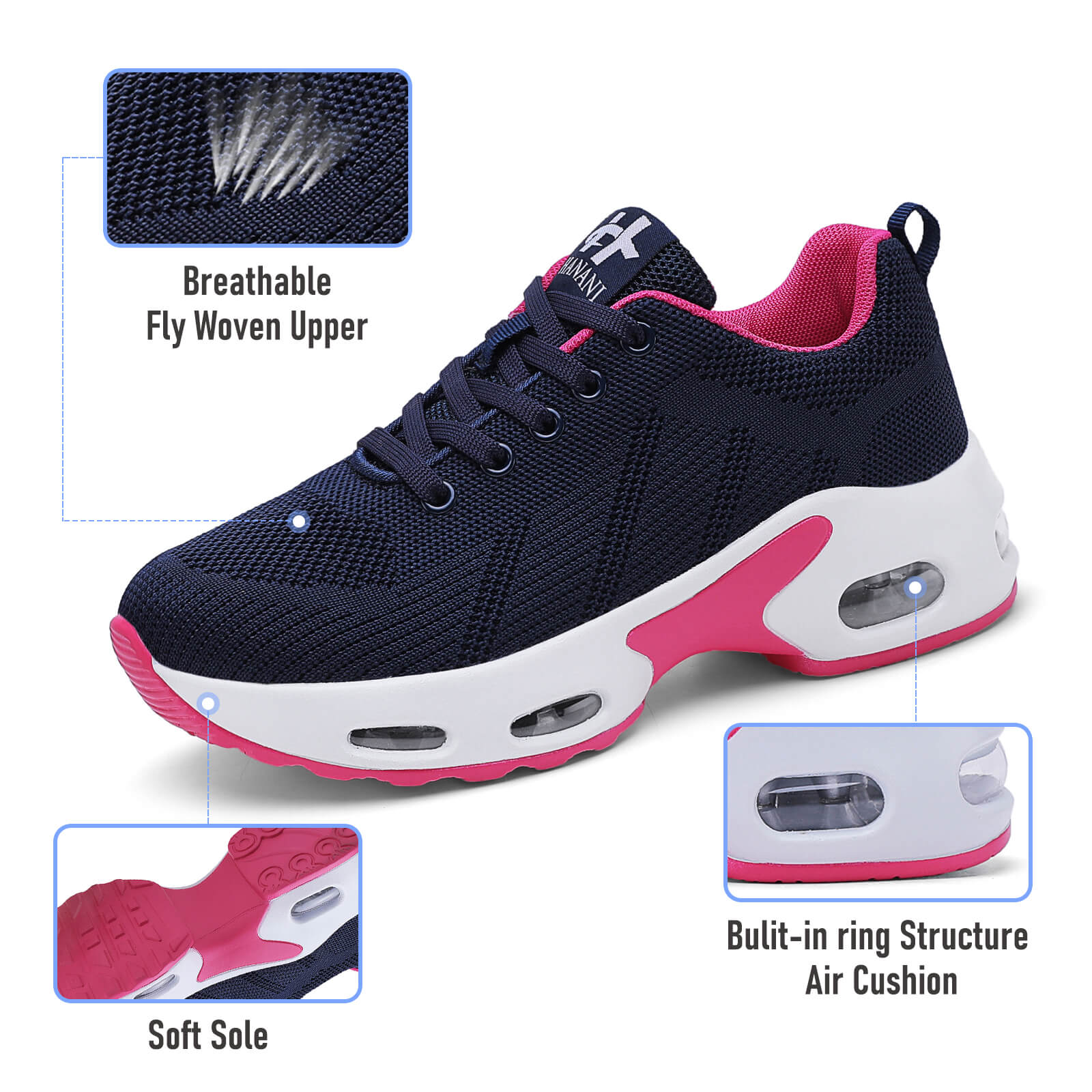 【Hanani】Womens Orthopedic Trainers Running Shoes Air Cushion Athletic Sports Lightweight Tennis Walking Sneakers Casual Mesh Breathable Ladies Fashion Plantar Fasciitis Jogging Shoes