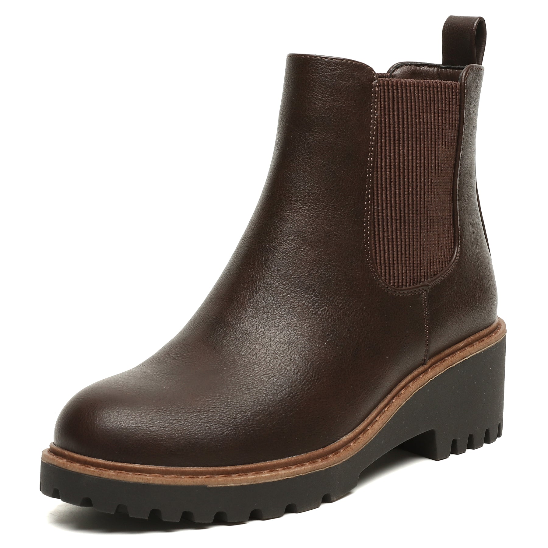 Womens Chelsea Wedge Boots Elastic Platform Slip on Waterproof Ankle Booties