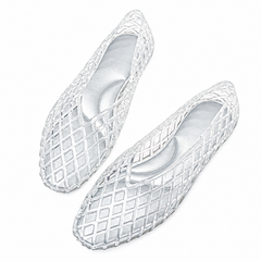 BKWHDAY Jelly Sandals for Women Ballet Flats Mesh Casual Comfortable Jellies Shoes