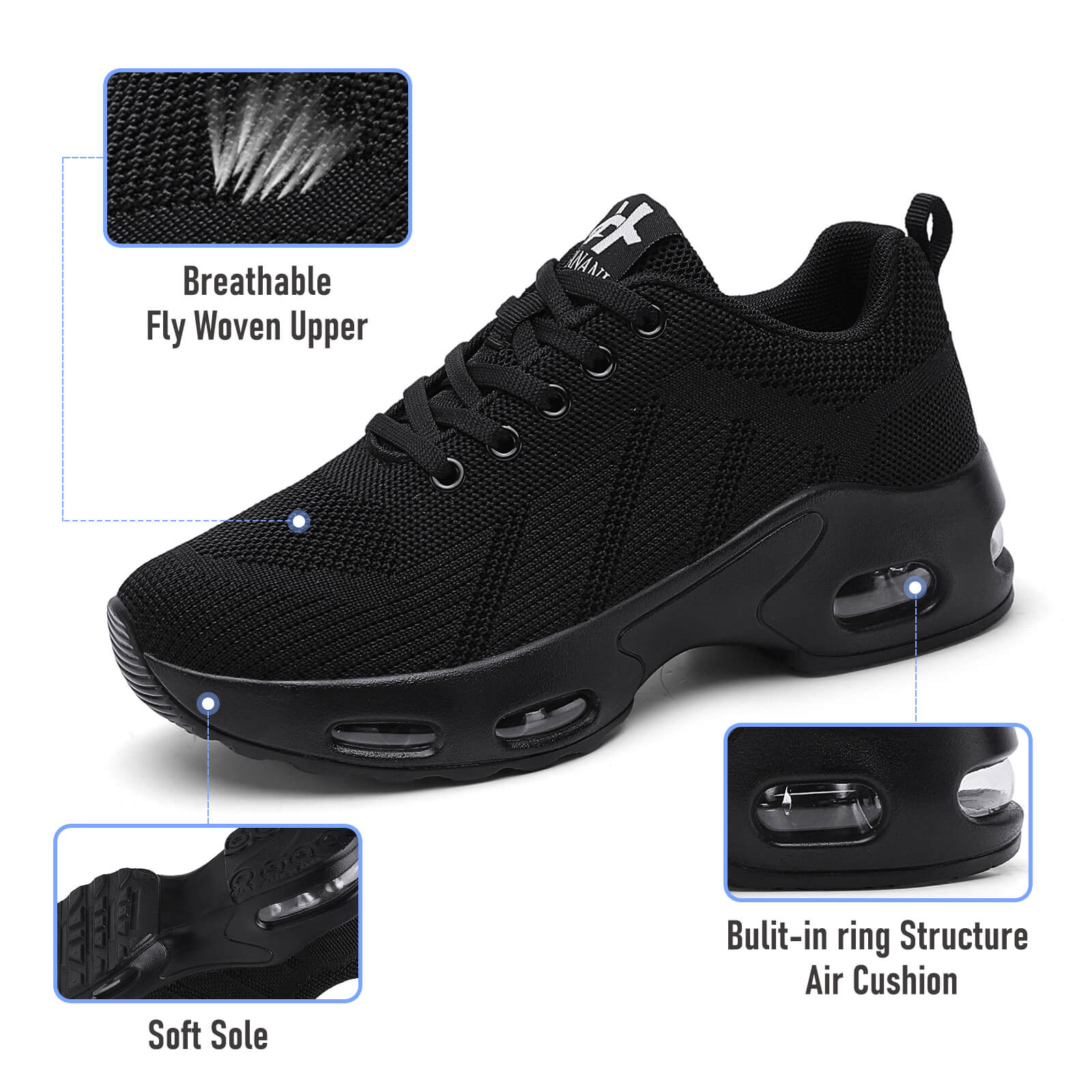 【Hanani】Womens Orthopedic Trainers Running Shoes Air Cushion Athletic Sports Lightweight Tennis Walking Sneakers Casual Mesh Breathable Ladies Fashion Plantar Fasciitis Jogging Shoes
