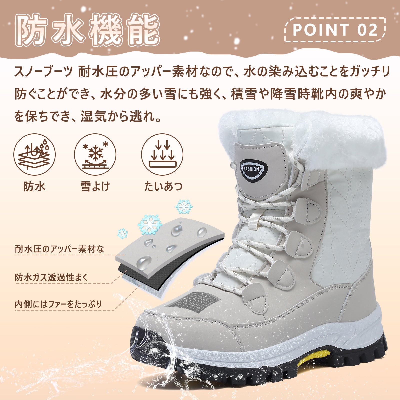[todaysunny] スノーブーツ レディース スノーシューズ 防寒靴 冬用ブーツ 裏起毛 ボア 暖かい 防寒ブーツ 綿靴 冬靴 防水 防滑 Winter Snow Boots ハイカット アウトドア トレッキングシューズ 登山靴 雪靴