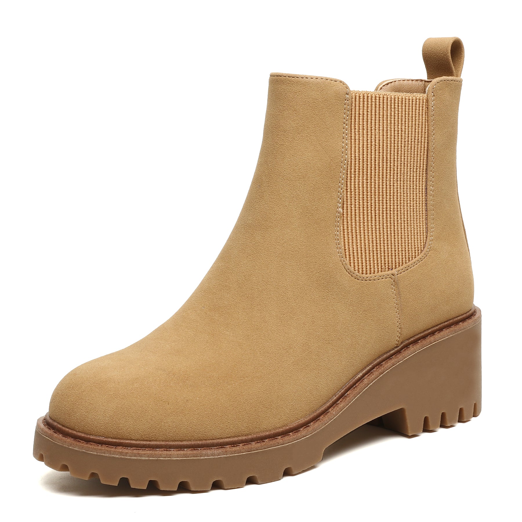 Women's Wedge Chelsea Boots Elastic Platform Lug Sole Slip on Ankle Booties