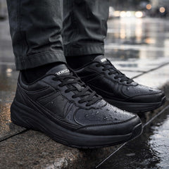 BKWHDAY Non Slip Work Shoes for Men Chef Shoe Lightweight Waterproof Oil Resistant Resistant Food Service Sneaker for Kitchen, Restaurant, waiters - Black