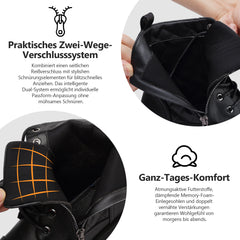 todaysunny Stiefeletten Damen Schnürstiefel Springerstiefel Schwarz Leder Wasserdichte Stiefeletten mit Reißverschluss Niedriger Absatz Schuhe Herbst Winter Combat Boots