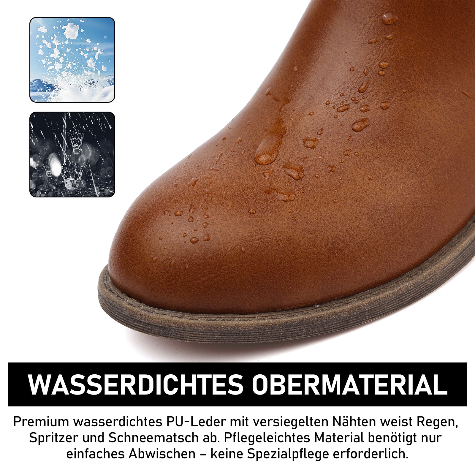 Maxome Stiefeletten Damen Knöchelstiefel Mit Reißverschluss Wasserdichte Leder Stiefeletten Stylische Chelsea Boots Mit Niedrigem Absatz Spitze Zehen Freizeitschuhe Herbst Winter Damenstiefel Schwarz