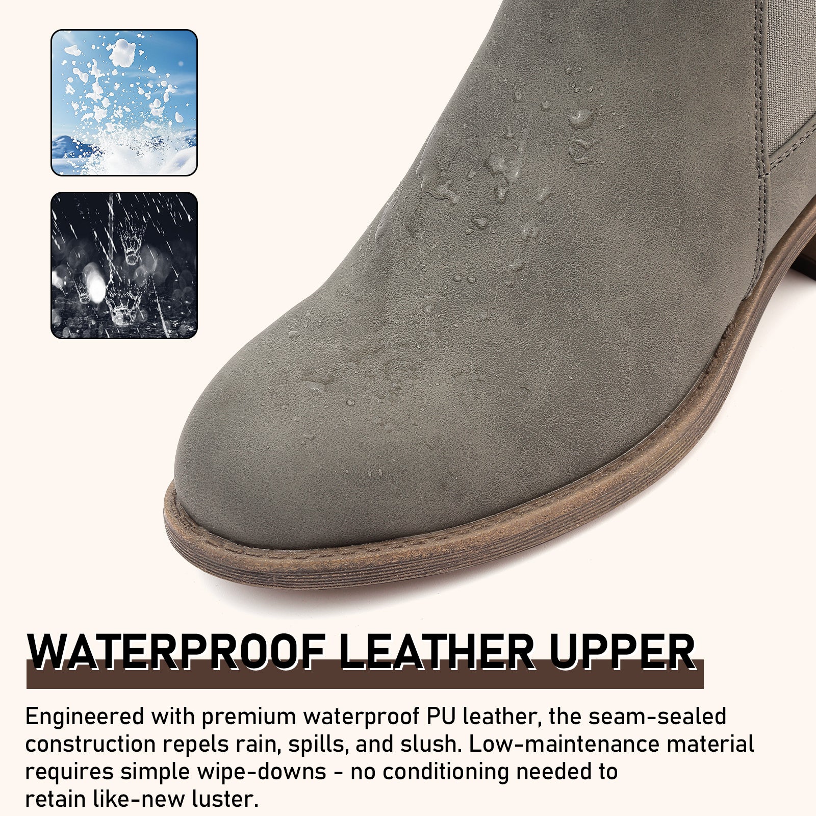 ziitop Ankle Boots for Women Waterproof Walking Boots Fashion Chelsea Booties Side Zip Low Heel Shoes Pointed Toe Casual Short Booties Black Brown