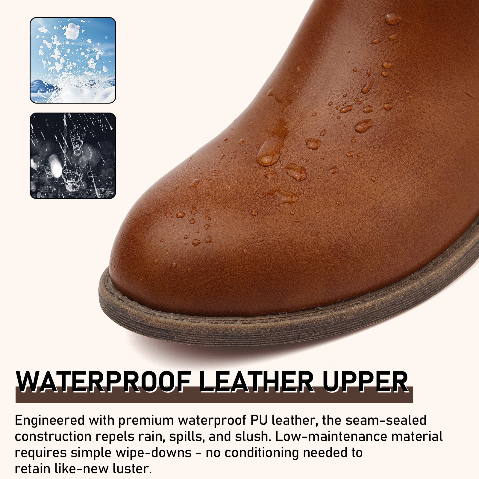 ziitop Ankle Boots for Women Waterproof Walking Boots Fashion Chelsea Booties Side Zip Low Heel Shoes Pointed Toe Casual Short Booties Black Brown