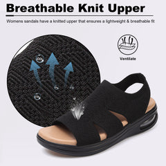 Women's Summer Walking Sandals Slip On Air Cushion Support Platform Sandals Open Toe Ankle Strap Dress Sandal Shoes