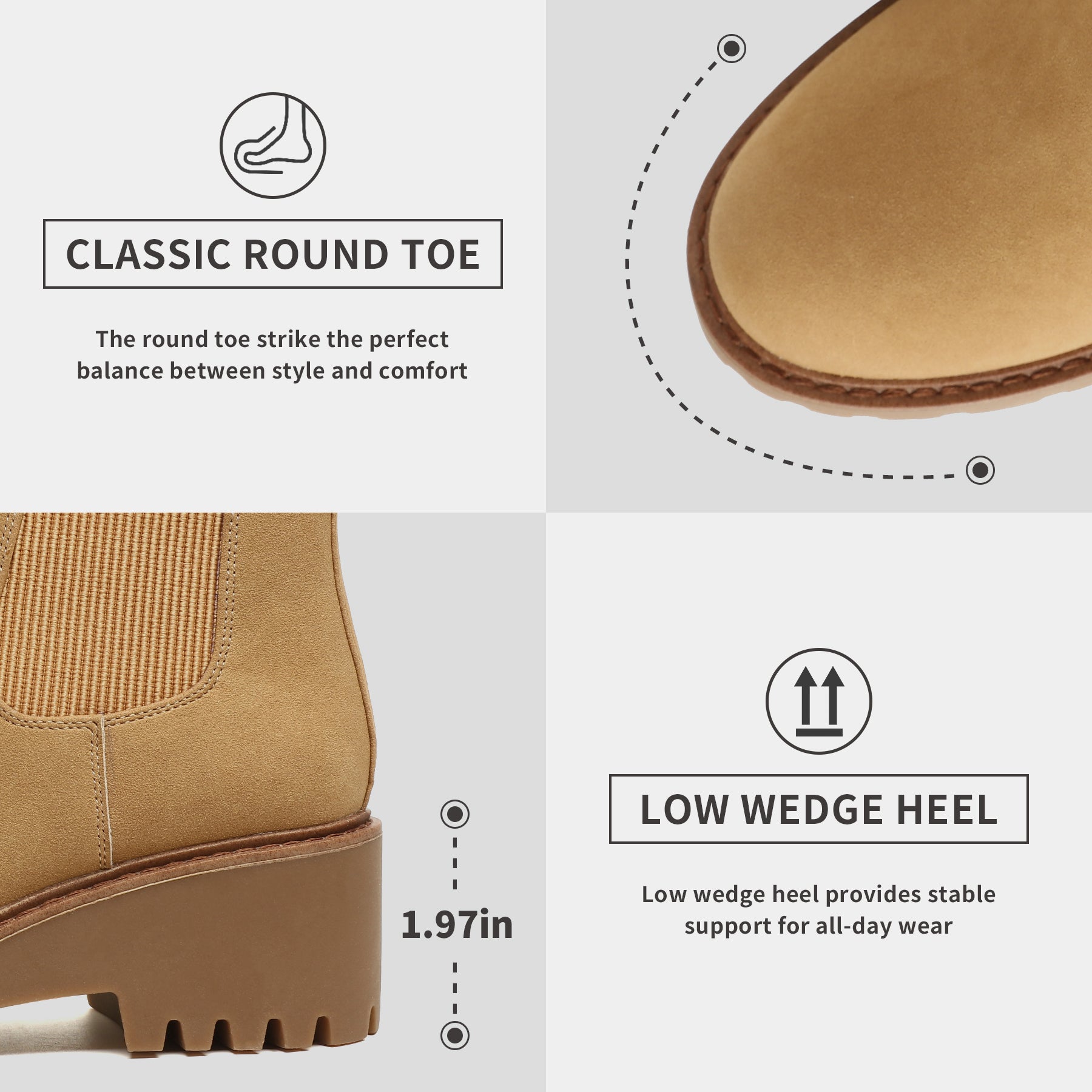 Women's Wedge Chelsea Boots Elastic Platform Lug Sole Slip on Ankle Booties