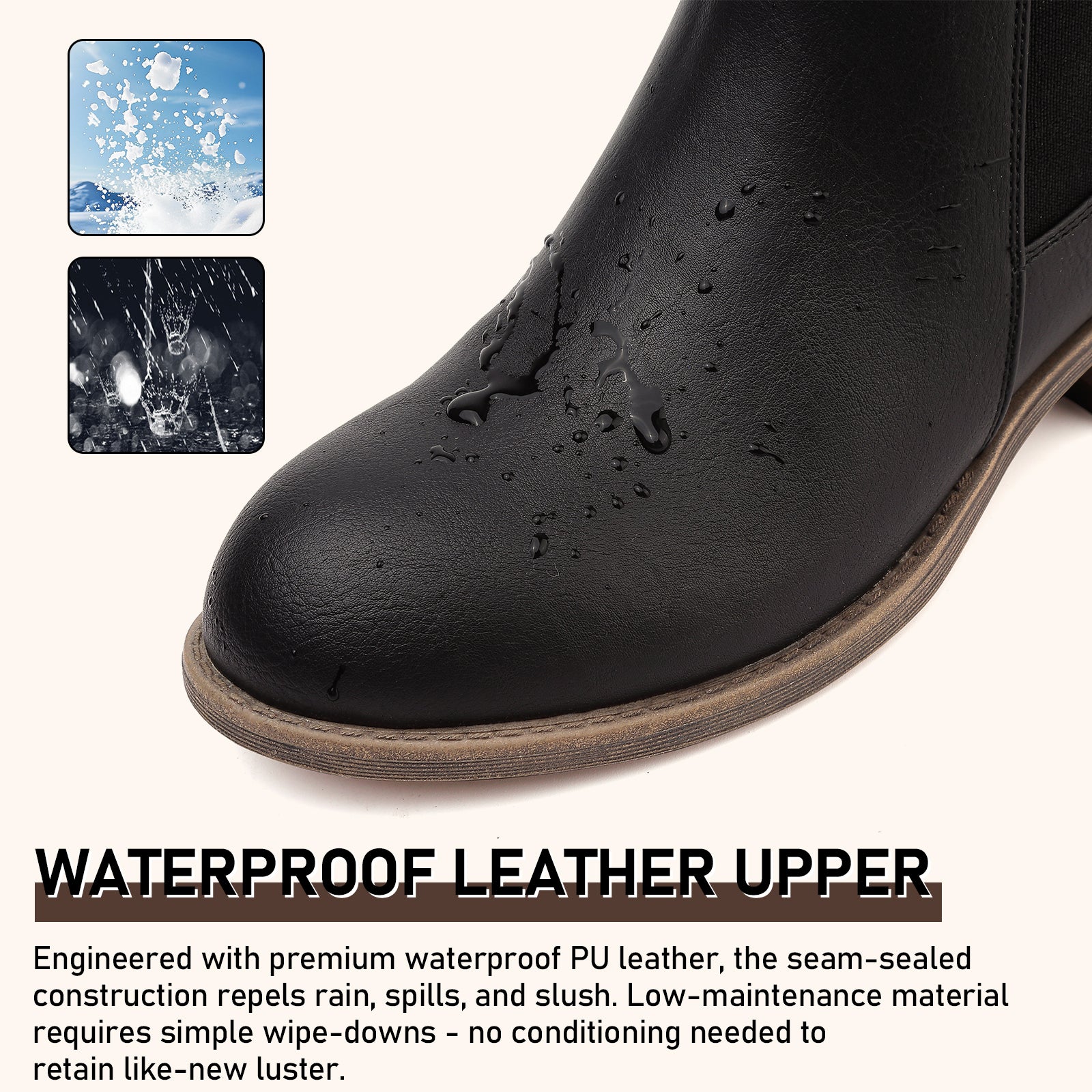 ziitop Ankle Boots for Women Waterproof Walking Boots Fashion Chelsea Booties Side Zip Low Heel Shoes Pointed Toe Casual Short Booties Black Brown