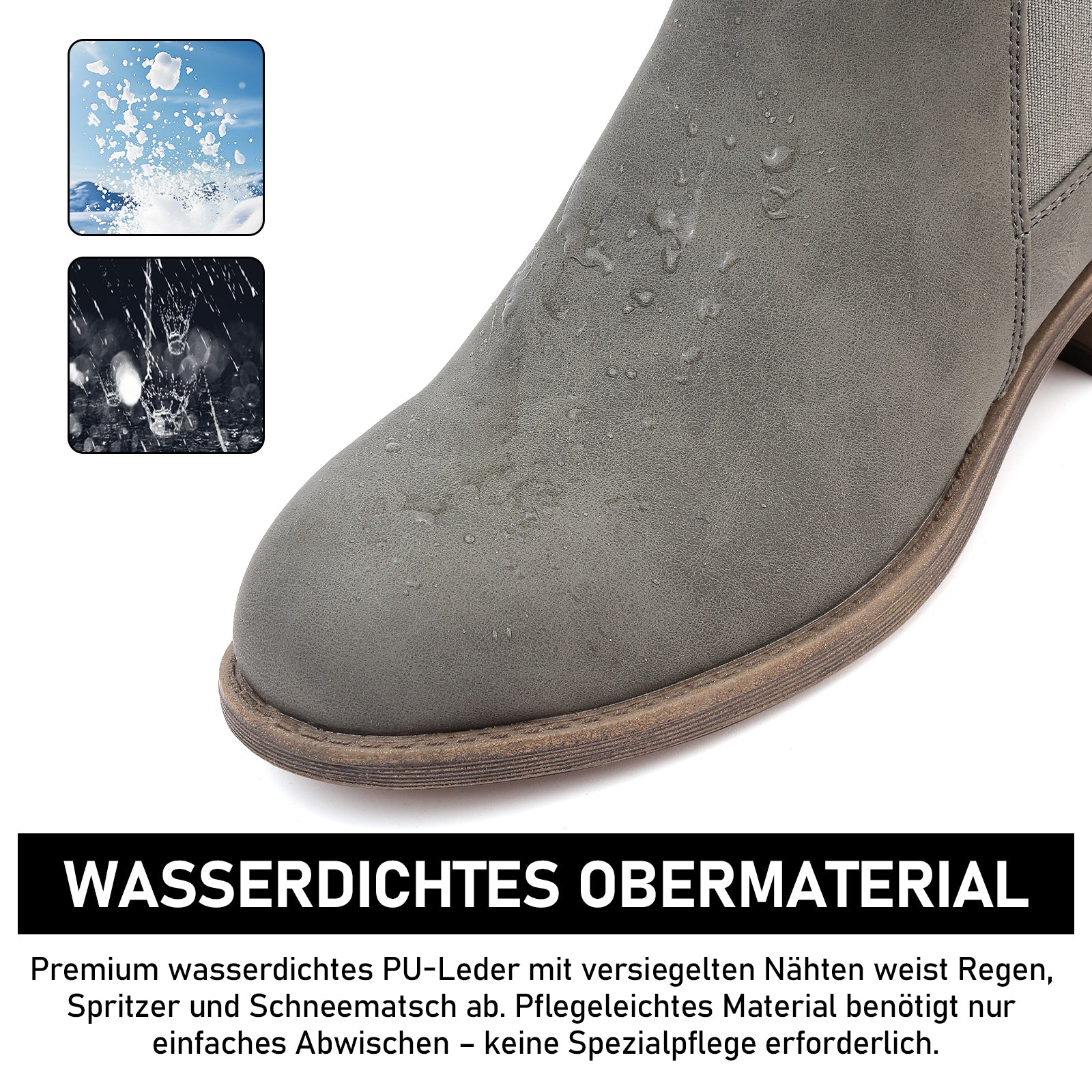 Maxome Stiefeletten Damen Knöchelstiefel Mit Reißverschluss Wasserdichte Leder Stiefeletten Stylische Chelsea Boots Mit Niedrigem Absatz Spitze Zehen Freizeitschuhe Herbst Winter Damenstiefel Schwarz