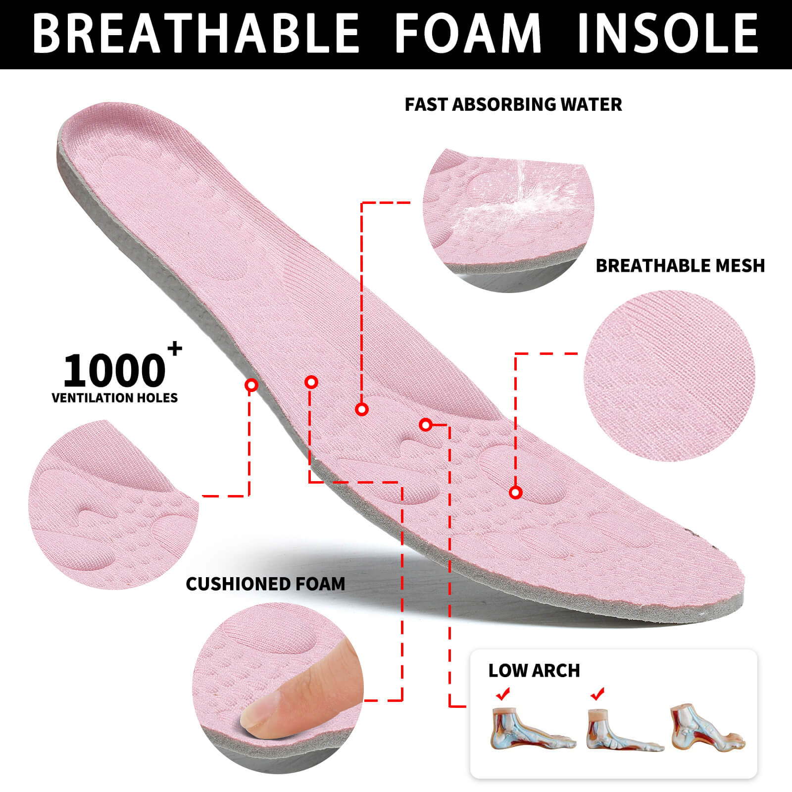 Womens Orthopedic Trainers Running Shoes Air Cushion Athletic Sports Lightweight Walking Sneakers Mesh Breathable Ladies Nursing Work Arch Support Plantar Fasciitis Jogging Shoes