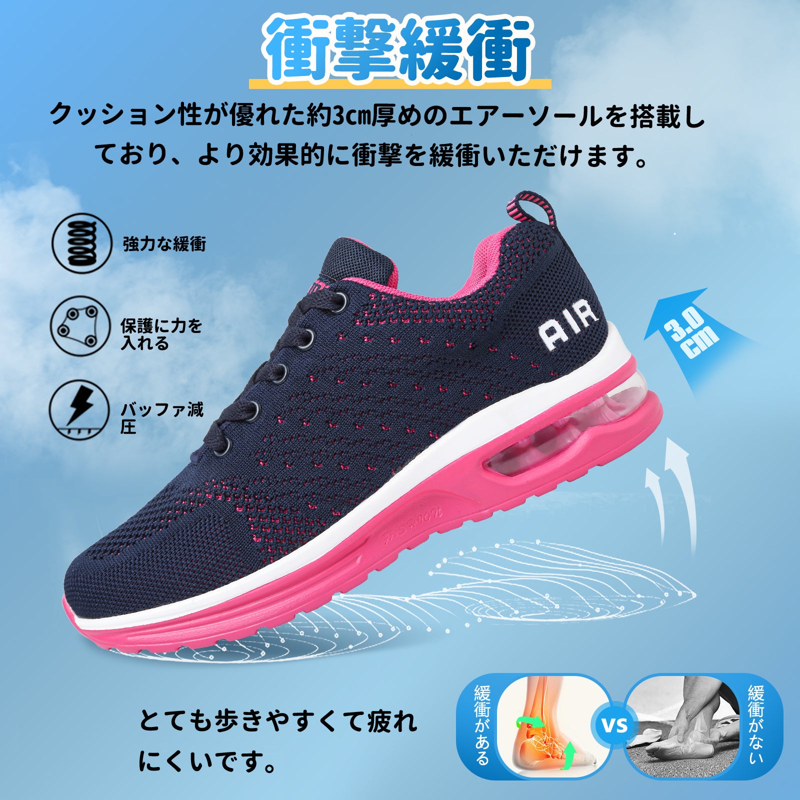[Hanani] スニーカー メンズ ランニングシューズ レディース ウォーキングシューズ 運動靴 エアー クッション 厚底 スニーカー 黒 トレーニングシューズ スポーツシューズ 軽量 通気 クッション性 防滑 通勤 通学 日常着用