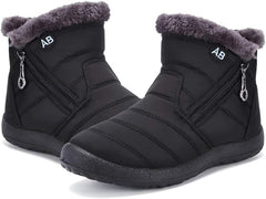 Womens Snow Boots Winter Fur Lined Ankle Boots Ladies Side Zipper Warm Lightweight Booties Outdoor Anti-Slip Girls Walking Boots