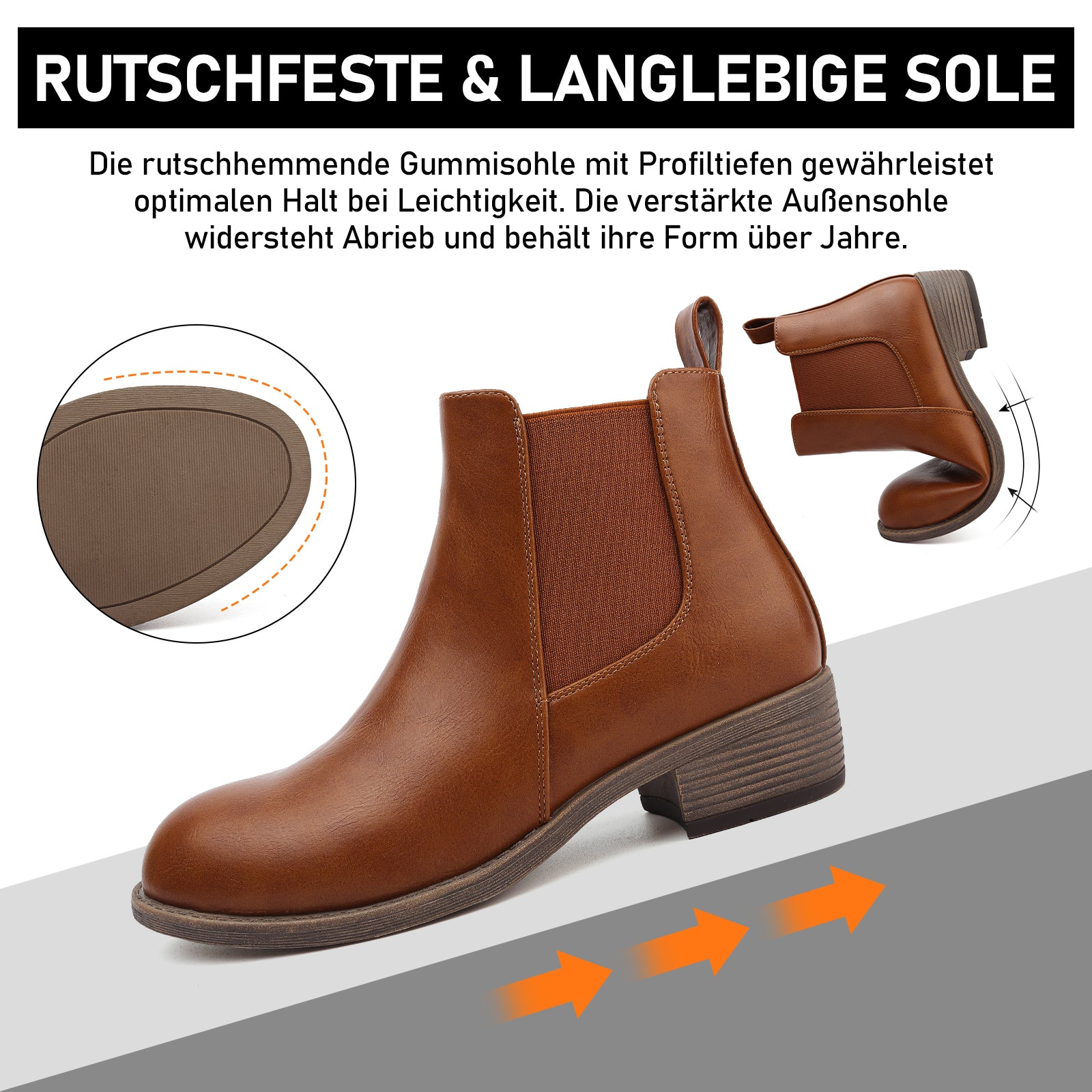 Maxome Stiefeletten Damen Knöchelstiefel Mit Reißverschluss Wasserdichte Leder Stiefeletten Stylische Chelsea Boots Mit Niedrigem Absatz Spitze Zehen Freizeitschuhe Herbst Winter Damenstiefel Schwarz