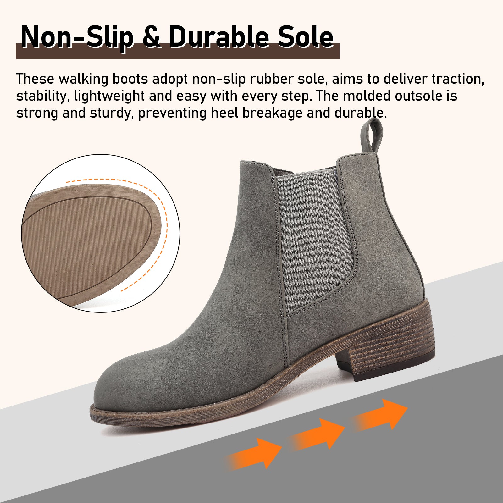ziitop Ankle Boots for Women Waterproof Walking Boots Fashion Chelsea Booties Side Zip Low Heel Shoes Pointed Toe Casual Short Booties Black Brown