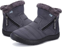 Womens Snow Boots Winter Fur Lined Ankle Boots Ladies Side Zipper Warm Lightweight Booties Outdoor Anti-Slip Girls Walking Boots