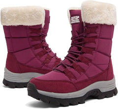 GoodValue Womens Snow Boots Winter Fur Lined Waterproof Walking Boots Lightweight Outdoor Ankle Boots Ladies Warm Shoes Anti-Slip Mid Calf Boots