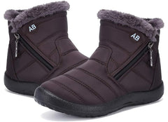 Womens Snow Boots Winter Fur Lined Ankle Boots Ladies Side Zipper Warm Lightweight Booties Outdoor Anti-Slip Girls Walking Boots