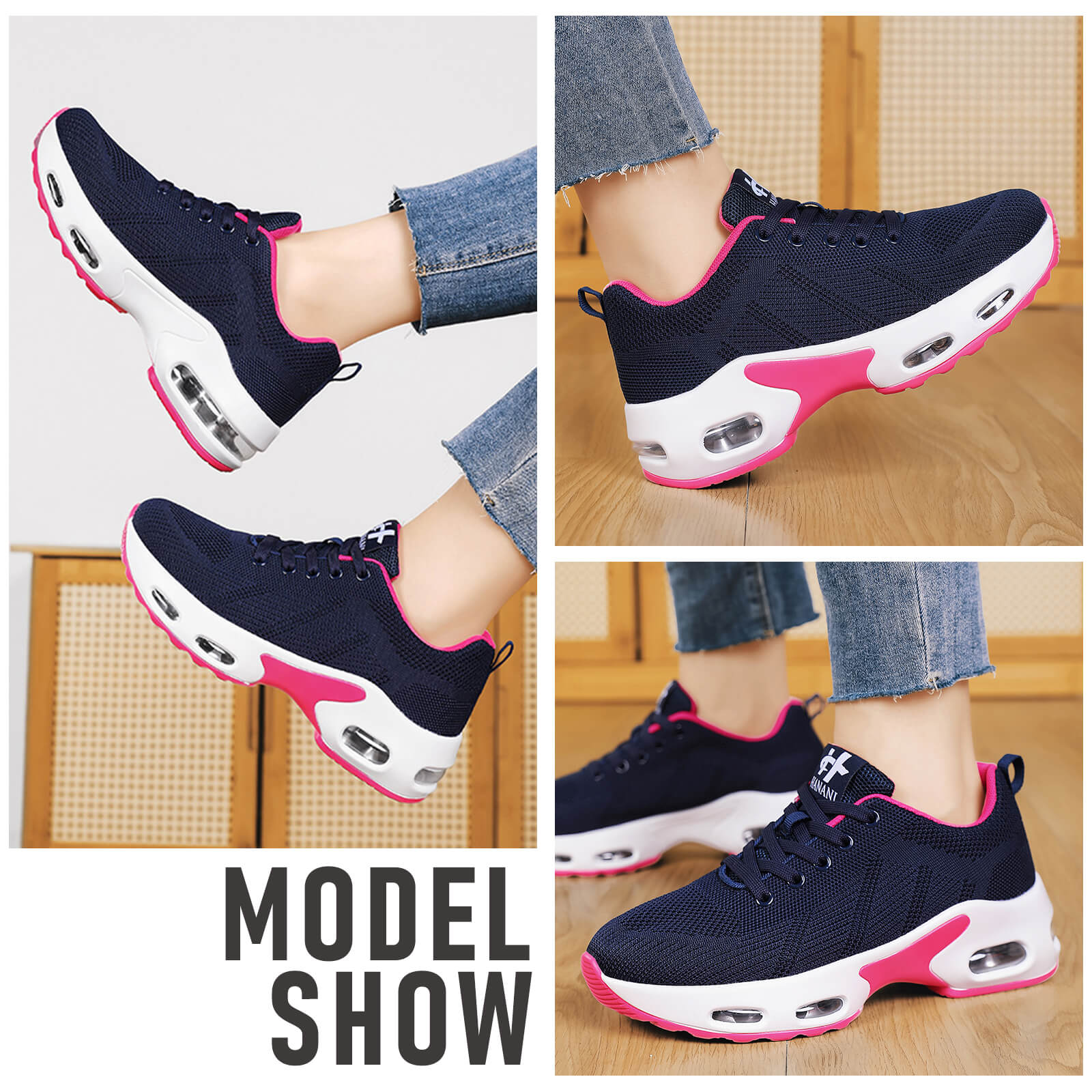 【Hanani】Womens Orthopedic Trainers Running Shoes Air Cushion Athletic Sports Lightweight Tennis Walking Sneakers Casual Mesh Breathable Ladies Fashion Plantar Fasciitis Jogging Shoes