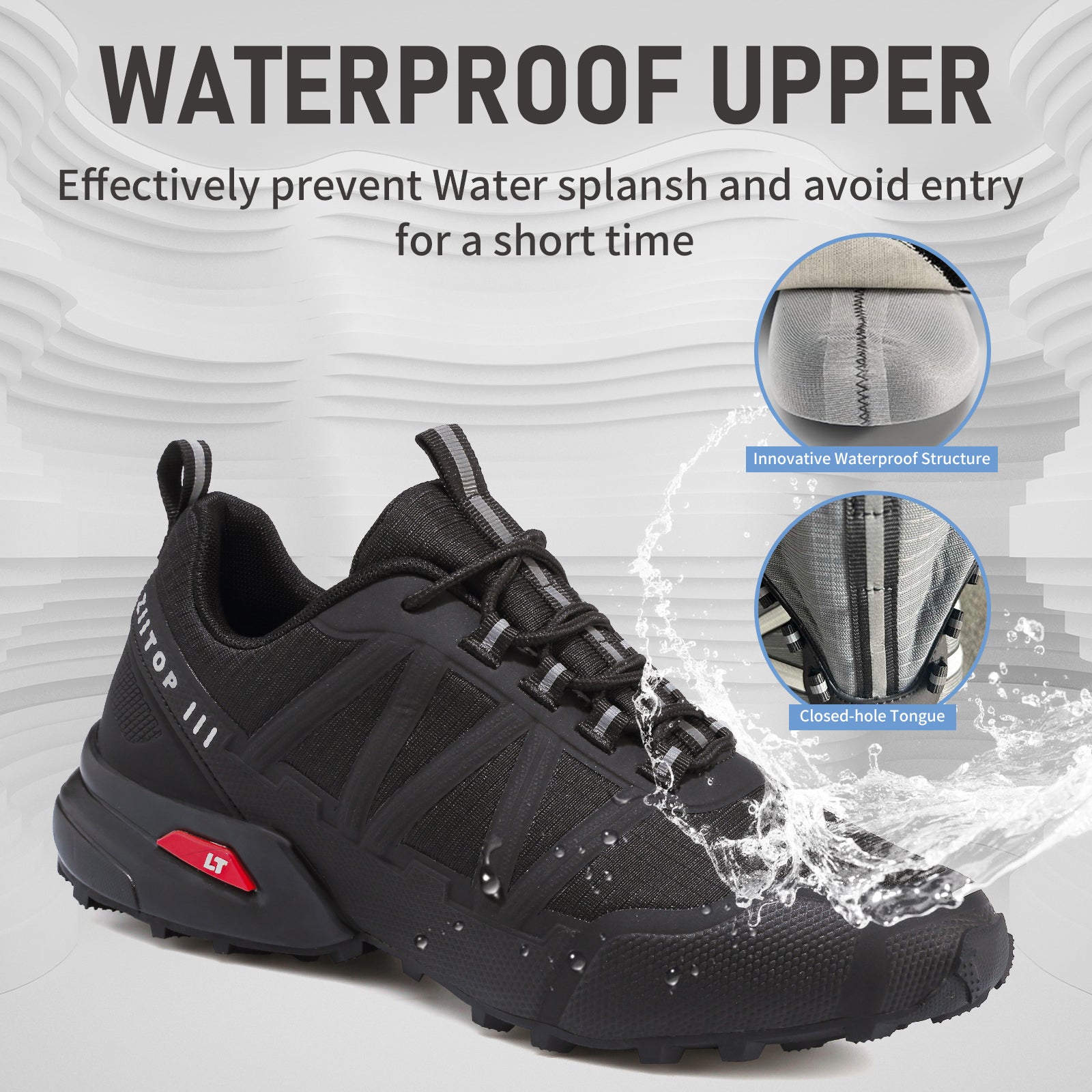 Trail Running Shoes Men Waterproof Non-Slip Outdoor Trekking Sports Hiking Shoes for Men Sneakers All-Terrain Cross Training Shoes Walking Shoes