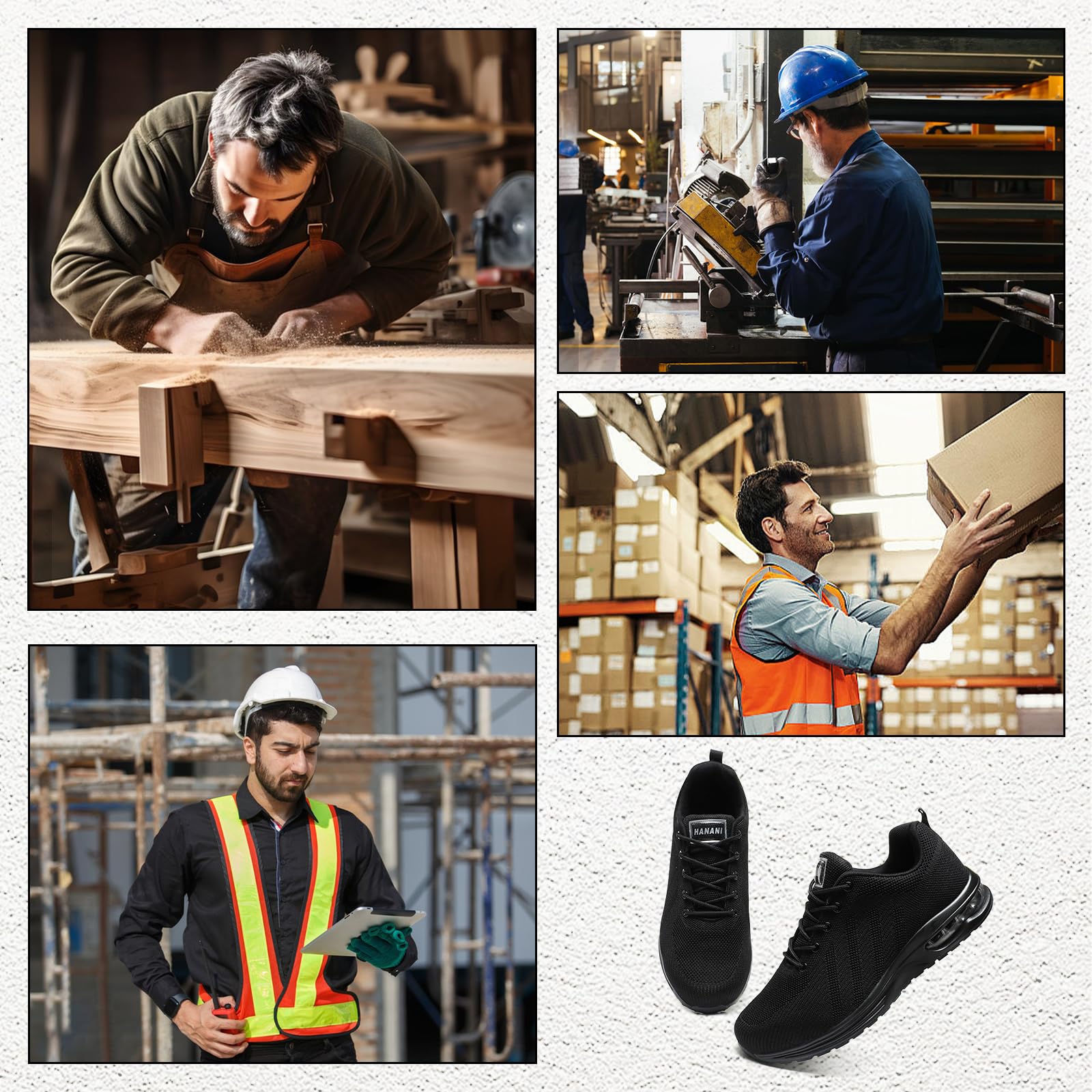 Steel Toe Caps Trainers Lightweight Safety Trainers Safety Shoes Boots Air Cushion Mens Womens Work Industrial Puncture Proof Work Shoes Unisex Non Slip Black