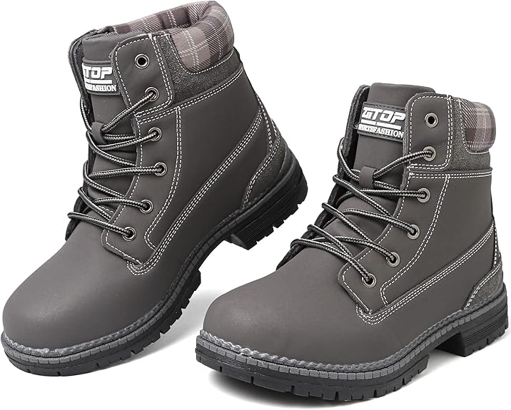 ziitop Women's Combat Ankle Boots Waterproof Fashion Casual Lace Up Low Heel Fall Boots Ladies Anti-Slip Lightweight Outdoor Work Booties