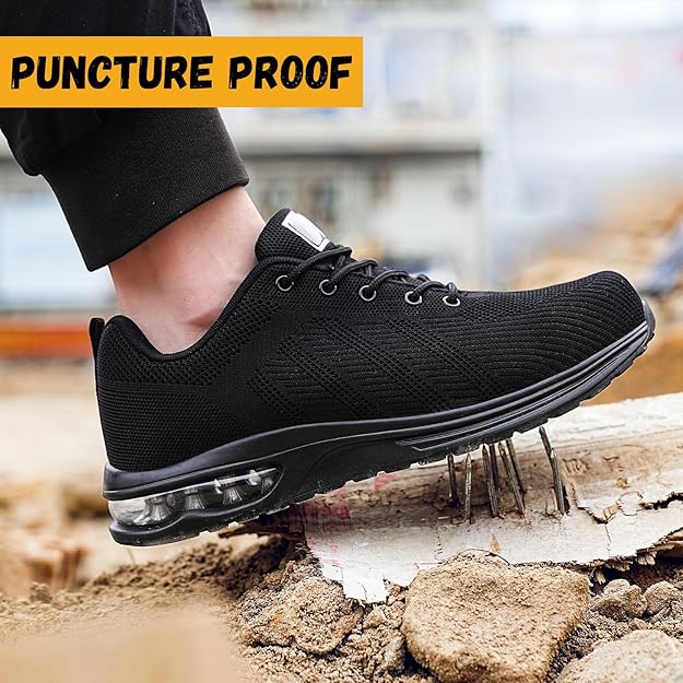 【Bravover】Safety Shoes for Mens Womens Work Steel Toe Shoes Lightweight Industrial & Construction Indestructible Safety Comfortable Shoes Puncture Proof Shoes