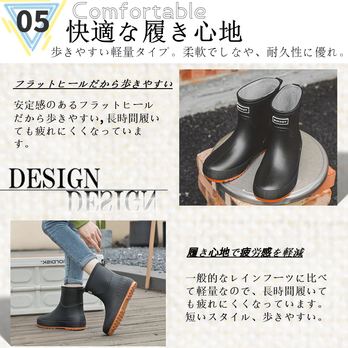 [Maxome] レインブーツ レディース レインシューズ 長靴 防水シューズ 雨靴 ショート ブーツ 軽量 滑り止め 晴雨兼用 通勤 通学 梅雨対策 台風 園芸 釣り 農作業 短靴 rain shoes