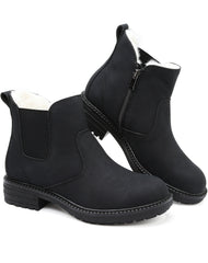 ziitop Winter Snow Boots for Women Fur Lined Ankle Chelsea Boots with Side Zip Waterproof Walking Shoes Ladies Warm Winter Booties Slip On Casual Comfort Footwear