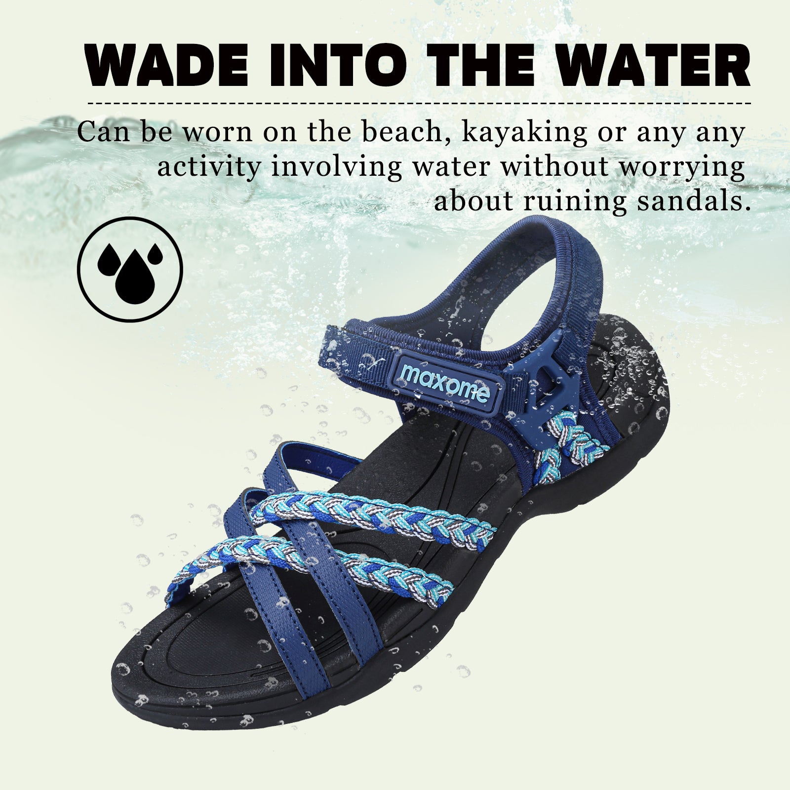 Maxome Women's Summer Walking Sandals Comfortable Sports Sandals Casual Hook Loop Strap Beach Sandals