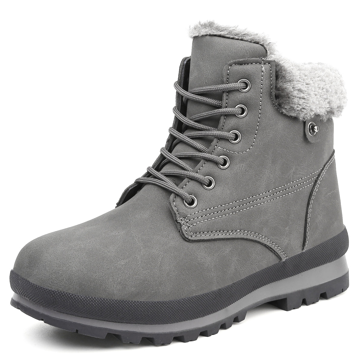 Bravover Womens Winter Snow Boots Waterproof Fur Lined Warm Ankle Booties Lace Up Anti-Slip Lightweight Cold Resistant Outdoor Mid Calf Walking Boots