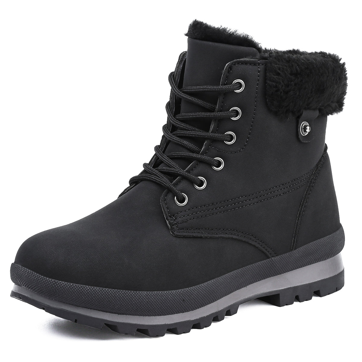 Bravover Womens Winter Snow Boots Waterproof Fur Lined Warm Ankle Booties Lace Up Anti-Slip Lightweight Cold Resistant Outdoor Mid Calf Walking Boots