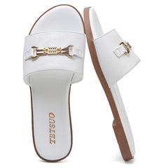 Womens Sandals Dressy Comfortable Slide Sandals Open Toe Slip On Flat Sandals for Summer Beach Vacation