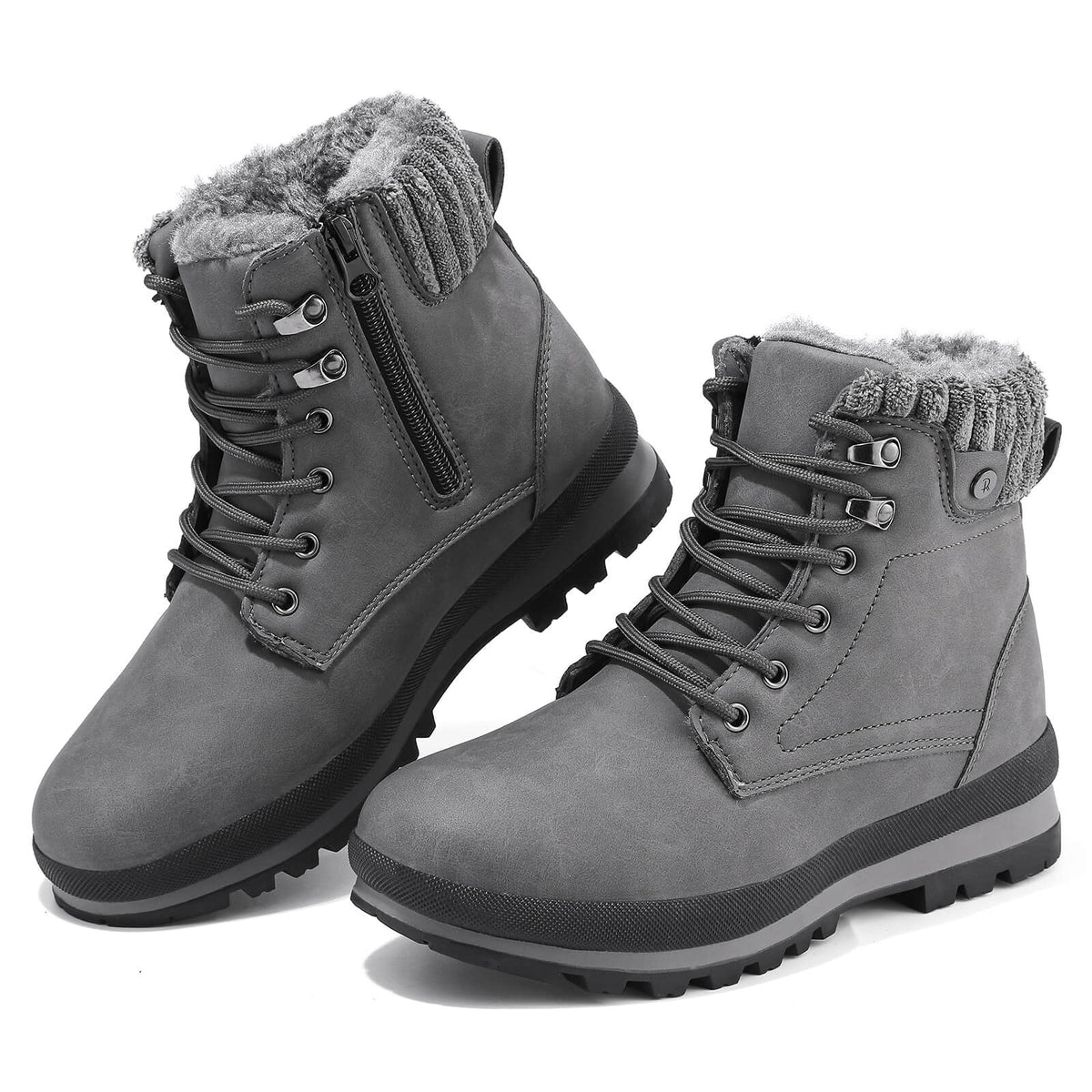 Hanani Damen Winterstiefel Gefüttert Wasserabweisend, Leichte Schneestiefeletten Damen Warm Rutschfest mit Reißverschluss und Schnürung, Snow Boots Kurzschaft mit Profilsohle