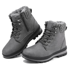 Hanani Damen Winterstiefel Gefüttert Wasserabweisend, Leichte Schneestiefeletten Damen Warm Rutschfest mit Reißverschluss und Schnürung, Snow Boots Kurzschaft mit Profilsohle