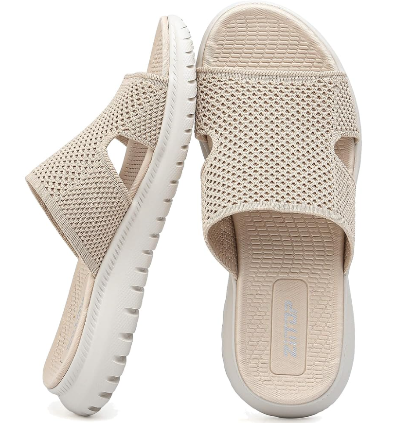 ziitop Slides Sandals For Women Breathable Mesh Sports Athletic Casual Slippers Sandals Lightweight Non Slip With Arch Support