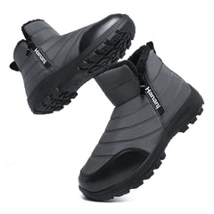 Hanani Mens Snow Boots Winter Warm Fur Lined Ankle Boots Water Resistant Zip Up Outdoor Walking Shoes Lightweight Non Slip Casual Short Booties Cotton Boots