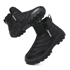 Hanani Mens Snow Boots Winter Warm Fur Lined Ankle Boots Water Resistant Zip Up Outdoor Walking Shoes Lightweight Non Slip Casual Short Booties Cotton Boots