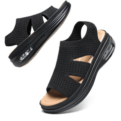 Hanani Women Walking Sandals Air Cushion Support Platform Elastic Ankle Strap Sport Slingback Ladies Open Toe Ourdoor Summer Shoes Comfortable Casual Wedge Sandals Washable Slide Sport Girls