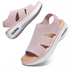 Hanani Women Walking Sandals Air Cushion Support Platform Elastic Ankle Strap Sport Slingback Ladies Open Toe Ourdoor Summer Shoes Comfortable Casual Wedge Sandals Washable Slide Sport Girls