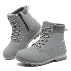 Hanani Walking Boots Womens Ankle Boots Hiking Boots Water Resistant Side Zipper Mid Calf Trekking Boots Lightweight Non-Slip Short Booties Lace up Outdoor Classic Work Shoes Ladies