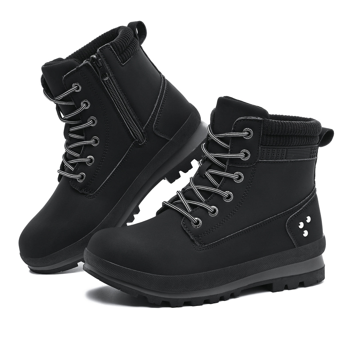 Hanani Walking Boots Womens Ankle Boots Hiking Boots Water Resistant Side Zipper Mid Calf Trekking Boots Lightweight Non-Slip Short Booties Lace up Outdoor Classic Work Shoes Ladies