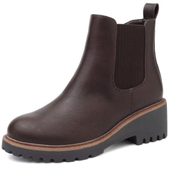 ziitop Women's Chelsea Wedge Boots Side Zip Lug Sole Round Toe Fall Ankle Boots