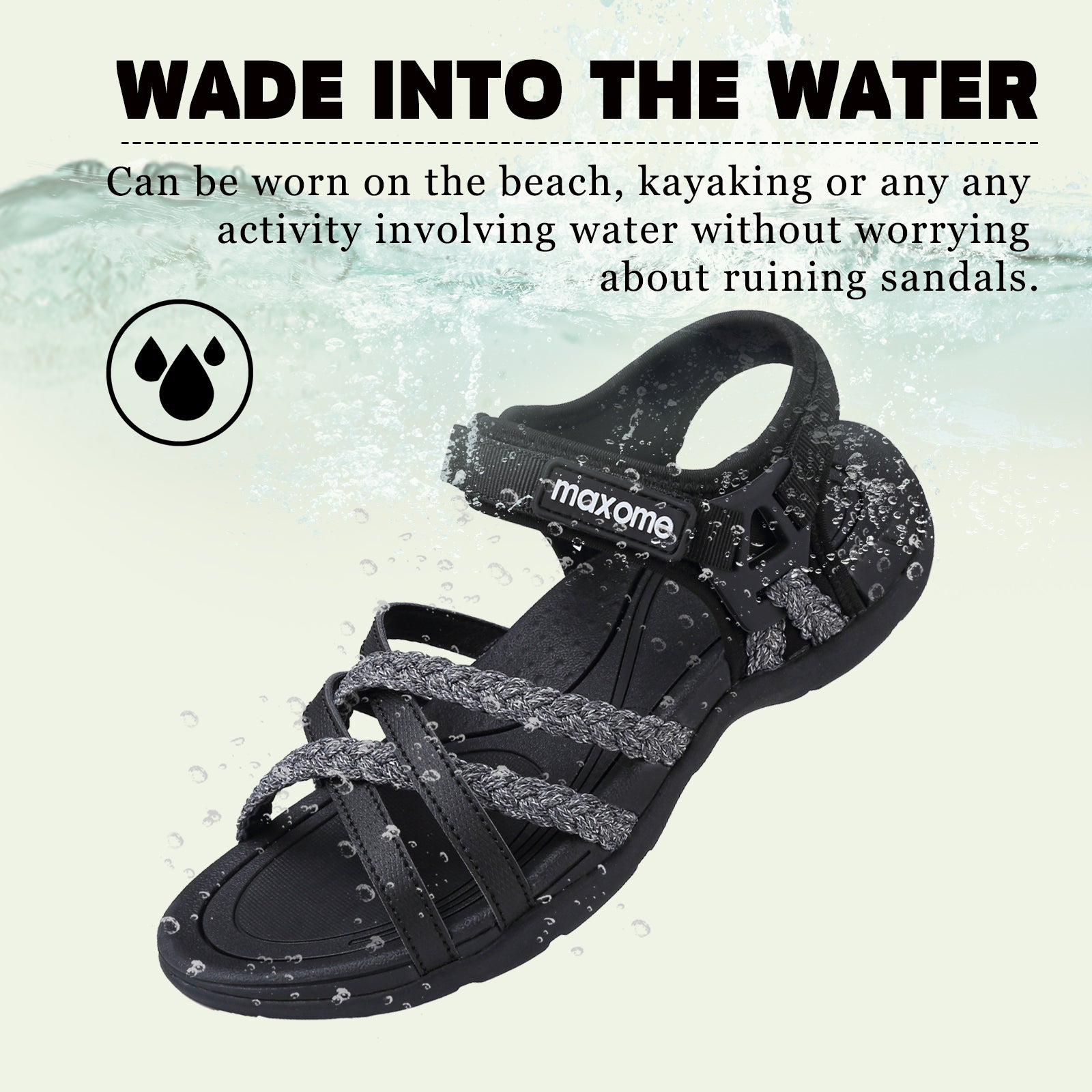 Maxome Women's Summer Walking Sandals Comfortable Sports Sandals Casual Hook Loop Strap Beach Sandals