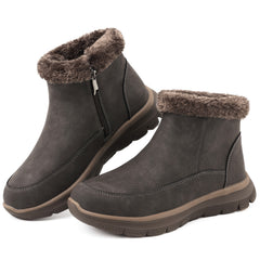 Womens Winter Boots Waterproof Snow Boots Cozy Fur Lined Ankle Boots Side Zip Short Booties