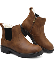 ziitop Winter Snow Boots for Women Fur Lined Ankle Chelsea Boots with Side Zip Waterproof Walking Shoes Ladies Warm Winter Booties Slip On Casual Comfort Footwear